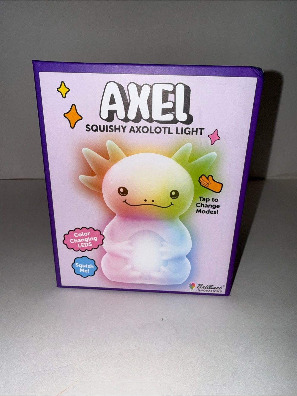 InnoVibe Axel Squishy Axolotl LED Night Light, Color Changing, Touch, Battery